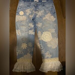 The Bunny Stitch Co. Upcycled Blue Jeans from Jessica Simpson Floral & Ankle